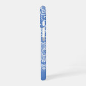 Coque iPhone 16 Bordure Blanche Lacy en bleu (Côté gauche)
