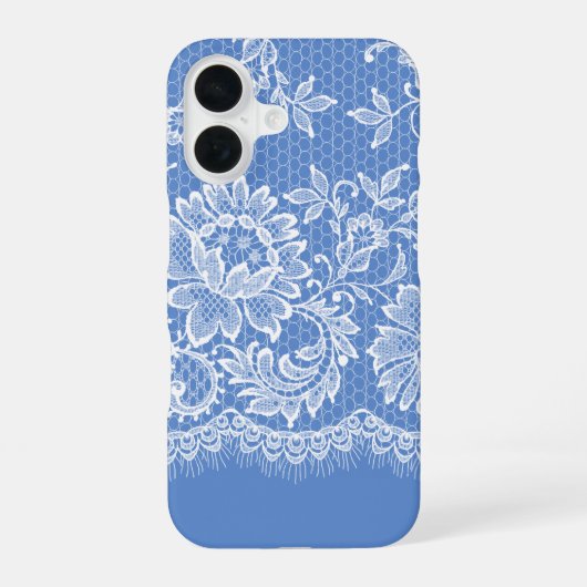 Coque iPhone 16 Bordure Blanche Lacy en bleu (Verso)