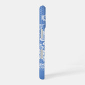 Coque iPhone 16 Bordure Blanche Lacy en bleu (Côté droit)