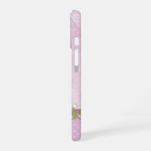 Coque iPhone 16 Bordure florale rose (Côté gauche)