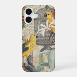 Coque iPhone 16 Botanique Vintage Oiseaux Nature Tropical Antique