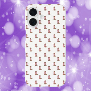 Coque iPhone 16 Bottes de cowboy rose et marron avec des étoiles v