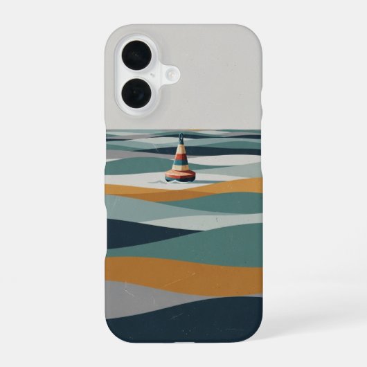 Coque iPhone 16 Bouée sur vagues géométriques (Verso)