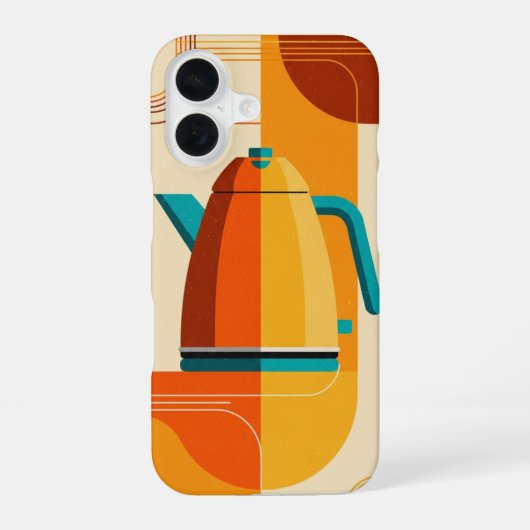 Coque iPhone 16 Bouilloire rétro minimaliste (Verso)
