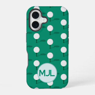 Coque iPhone 16 Boule de golf sur le Motif avec Monogramme personn