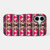 Coque iPhone 16 Bouledogues roses (Verso Horizontal)