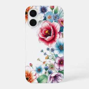 Coque iPhone 16 Bouquet de fleurs aquarelle élégante