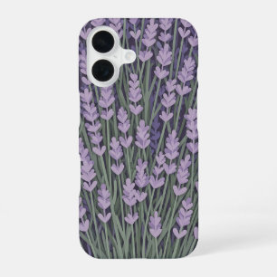 Coque iPhone 16 Bouquet de lavande stylisé rétro