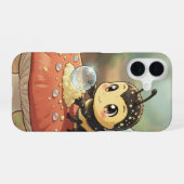 Coque iPhone 16 Bourdon doré dans la danse des fleurs (Verso Horizontal)