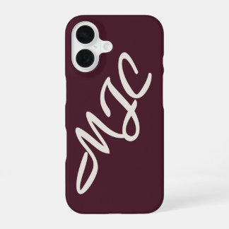 Coque iPhone 16 Bourgogne foncé Monogramme personnalisé