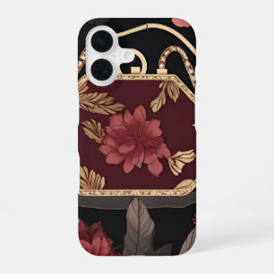 Coque iPhone 16 Bourgogne Or art IA