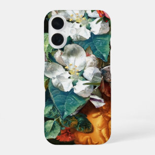 Coque iPhone 16 BOUTEILLER SUR FLEURS BLANCHES Floral