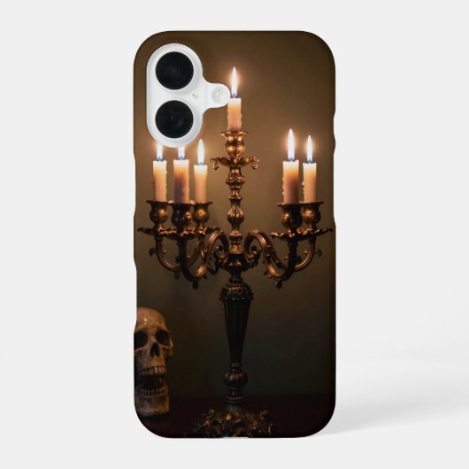 Coque iPhone 16 Brass Candelabra and Skull Gothic Case (Verso)