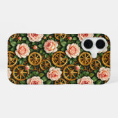 Coque iPhone 16 Brass Gears and Roses (Verso Horizontal)
