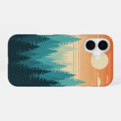 Coque iPhone 16 Brume Rétro des Pins (Verso Horizontal)