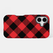 Coque iPhone 16 Buffalo Plaid Red Black Check (Verso Horizontal)