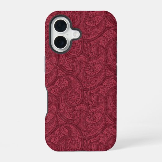 Coque iPhone 16 Burgundy Paisley (Verso)