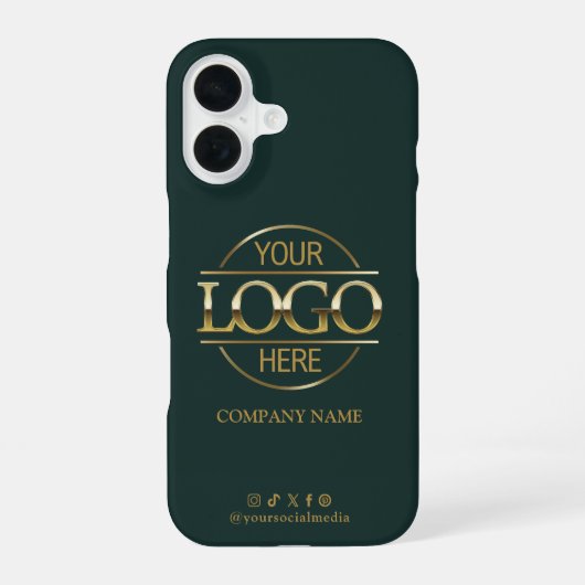 Coque iPhone 16 Business Logo & Social Media Green Promotional (Verso)