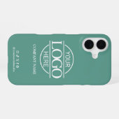 Coque iPhone 16 Business Logo & Social Media Teal Promotional (Verso Horizontal)