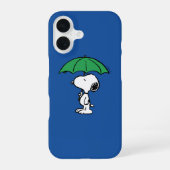 Coque iPhone 16 cacahuètes | Parapluie vert Snoopy (Verso)