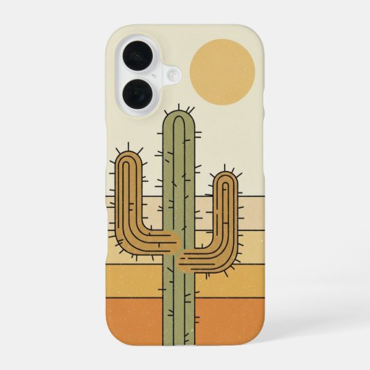Coque iPhone 16 Cactus de désert vintage (Verso)