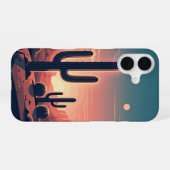 Coque iPhone 16 Cactus Rétro au Coucher du Soleil (Verso Horizontal)