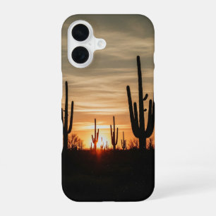 Coque iPhone 16 Cactus Vintage au Coucher du Soleil