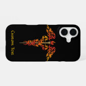 Coque iPhone 16 Caducée aux flammes (Verso Horizontal)