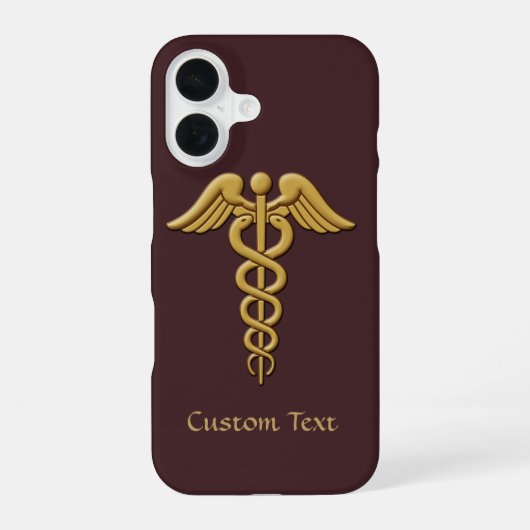 Coque iPhone 16 Caducée double serpent doré (Verso)