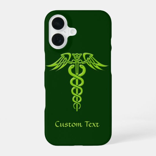 Coque iPhone 16 Caducée nœud celtique vert (Verso)