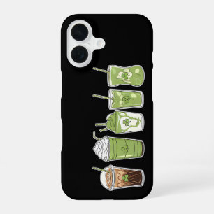 Coque iPhone 16 Café Latte Vert Mignon Irlandais St Patrick's Day