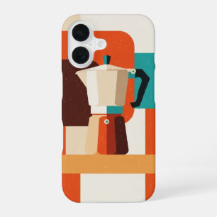 Coque iPhone 16 Cafetière Moka Rétro