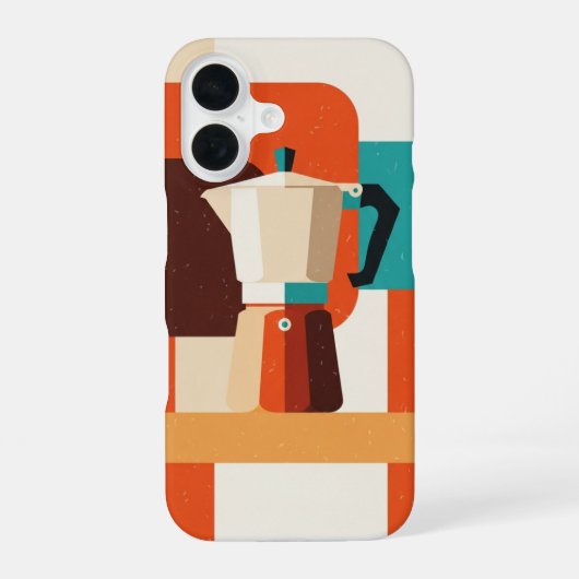 Coque iPhone 16 Cafetière Moka Rétro (Verso)