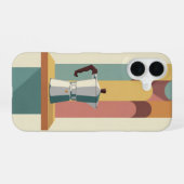 Coque iPhone 16 Cafetière Moka sur bloc rétro (Verso Horizontal)