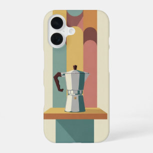 Coque iPhone 16 Cafetière Moka sur bloc rétro