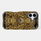 Coque iPhone 16 Calabre Élégant Monogramme (Verso Horizontal)