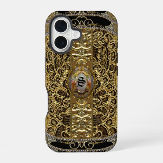 Coque iPhone 16 Calabre Élégant Monogramme (Verso)