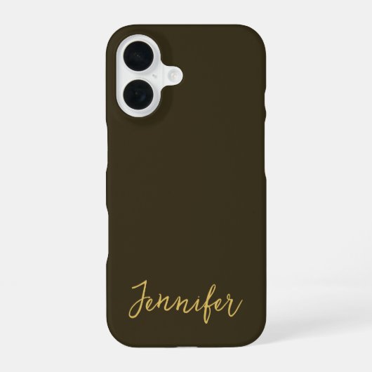 Coque iPhone 16 Calligraphie couleur or moderne Plain unique (Verso)