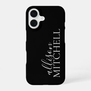 Coque iPhone 16 Calligraphie de script minimaliste noir