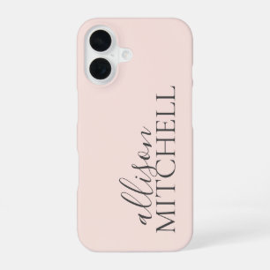 Coque iPhone 16 Calligraphie Script Minimaliste Rose Pâle