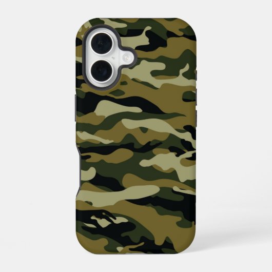 Coque iPhone 16 Camo vert foncé (Verso)