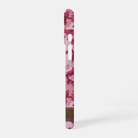 Coque iPhone 16 Camouflage rose (Côté gauche)