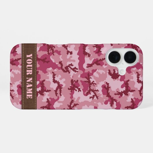 Coque iPhone 16 Camouflage rose (Verso Horizontal)