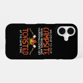 Coque iPhone 16 Camping feu et Marshmallows (Verso Horizontal)