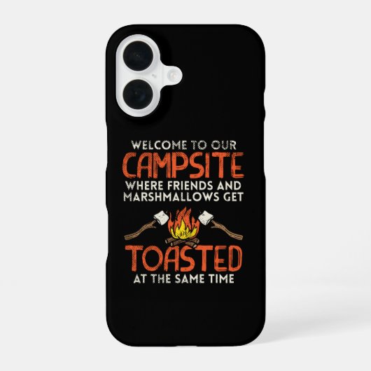 Coque iPhone 16 Camping feu et Marshmallows (Verso)