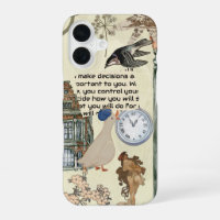 Canard rétro, horloge et design d'art floral