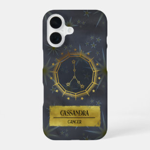 Coque iPhone 16 Cancer Zodiaque Astrologie Sombre : Noir & Or
