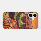 Coque iPhone 16 Canyon Rétro au Coucher du Soleil (Verso Horizontal)