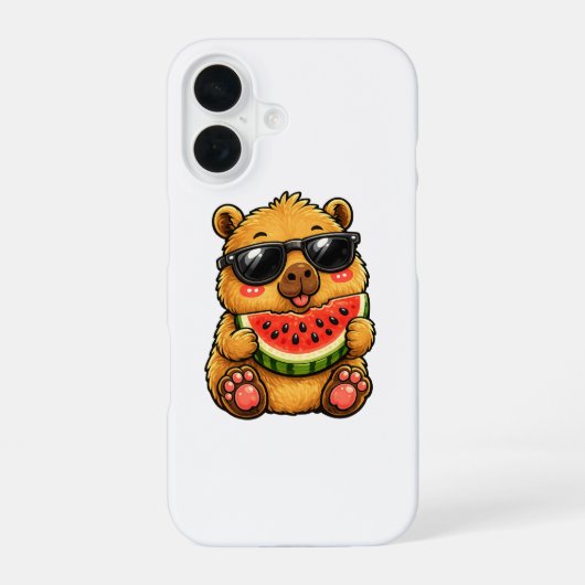 Coque iPhone 16 Capybara Cool Melon d'Été (Verso)
