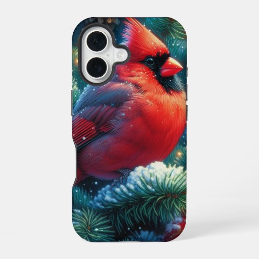 Coque iPhone 16 Cardinal de Noël/hiver (Verso)